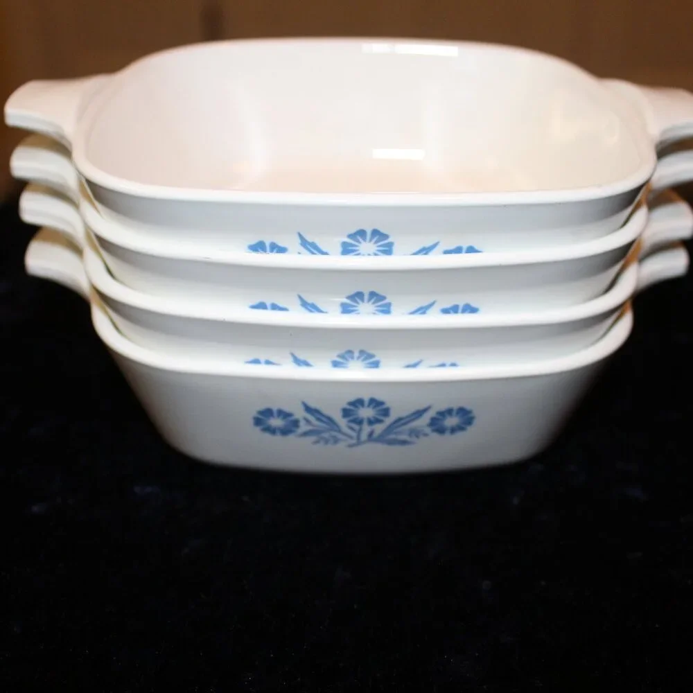 Vintage Corning Ware P-41 Petite Pan Blue Cornflower Pattern Set of 4